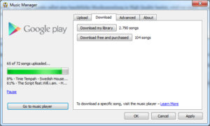Mit dem Google Music Manager können lieder mit Google Music hoch- und heruntergeladen werden