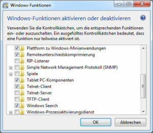 So wird telnet in Windows 7 nachinstalliert